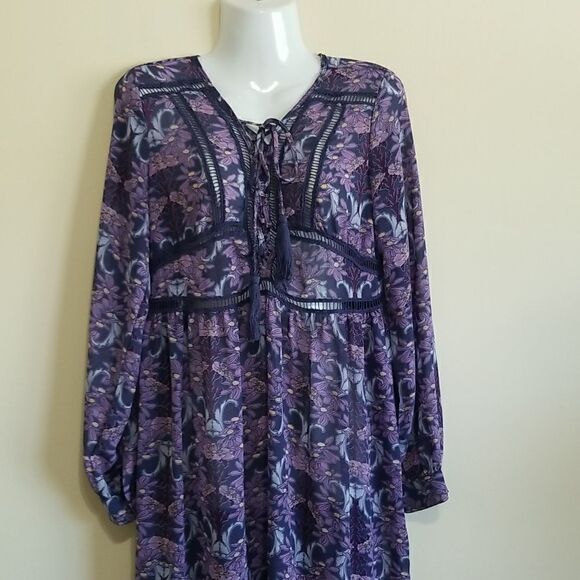 Xhiliration Purple Floral Print Dress Sz small - Picture 2 of 6